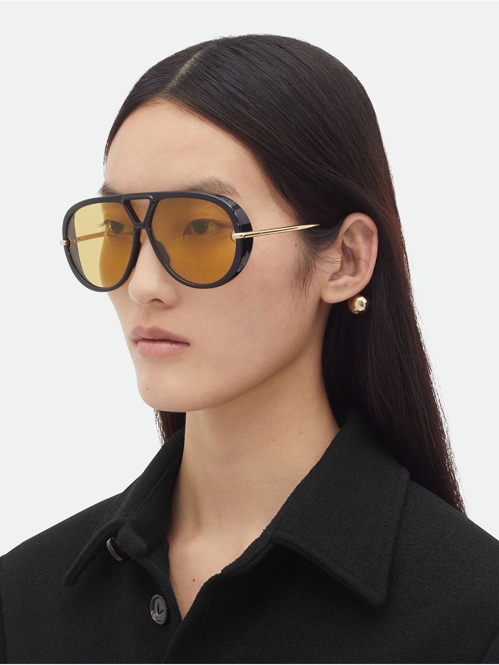 BOTTEGA VENETA STYLE Stylish Black Yellow Sunglasses DROP gold rare